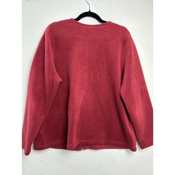 Croft & Barrow Fleece‎ Jacket Women Size 1X Red Snowman Design Christmas Winter - Picture 9 of 10